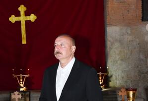 Prezident Nic qəsəbəsindəki Müqəddəs Məryəm Ana Alban kilsəsində olub - FOTOLAR