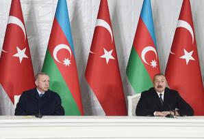 Azərbaycan və Türkiyə prezidentləri mətbuata birgə bəyanatlarla çıxış ediblər - FOTOLAR