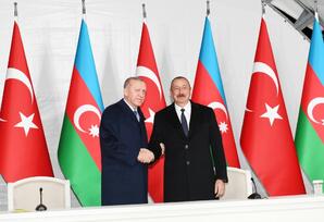 Azərbaycan və Türkiyə prezidentləri mətbuata birgə bəyanatlarla çıxış ediblər - FOTOLAR
