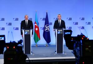 Brüsseldə İlham Əliyev ilə Yens Stoltenberqin birgə mətbuat konfransı olub
