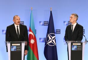 Brüsseldə İlham Əliyev ilə Yens Stoltenberqin birgə mətbuat konfransı olub