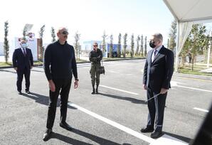 Prezident Ağdam Sənaye Parkında fəaliyyət göstərəcək müəssisələrin təməllərini qoyub - FOTOLAR