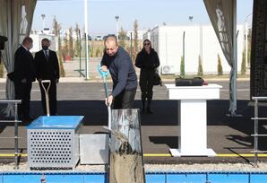 Prezident Ağdam Sənaye Parkında fəaliyyət göstərəcək müəssisələrin təməllərini qoyub - FOTOLAR