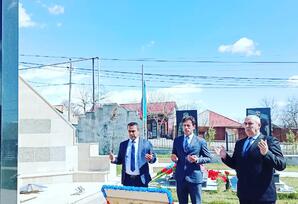 Oğuzda şəhid Rasim Mustafayevin məzarı ziyarət edilib FOTOLAR