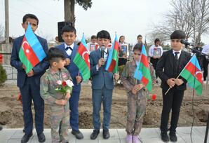 Tərtərin Sarıcalı kəndində şəhidlərin xatirə abidəsinin açılışı olub FOTOLAR