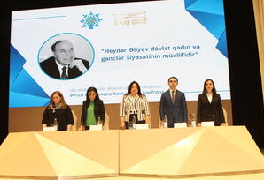 “Heydər Əliyev dövlət qadın və gənclər siyasətinin müəllifidir” mövzusunda konfrans keçirilib - FOTOLAR