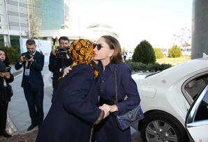 Mehriban Əliyeva təsviri və dekorativ sənət əsərlərindən ibarət sərgilərlə tanış olub