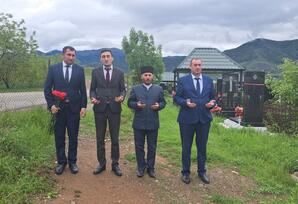 Novosaratovka kəndində şəhid  Hüseyn Rzayevin məzarı ziyarət olunub FOTOLAR