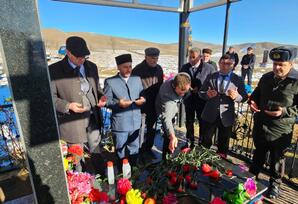 Qoşabulaq kəndində şəhid Hüseyin Əsgərovun məzarı ziyarət edilib FOTOLAR