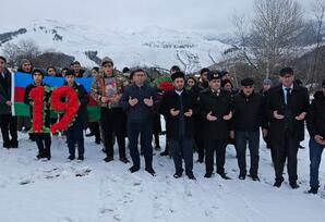 Fərzalı kəndində Elmət Suleymanovun məzarı ziyarət olunub FOTOLAR