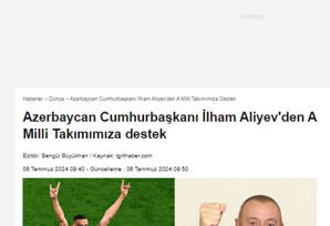 Azərbaycan Prezidentinin Türkiyə yığmasına dəstəyi qardaş ölkə mediasının diqqət mərkəzində olub - FOTOLAR 
