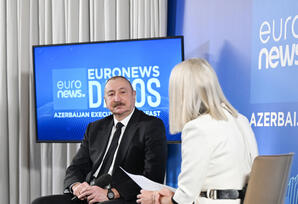 Prezident İlham Əliyev Davosda “Euronews” televiziyasına müsahibə verib - YENİLƏNİR - FOTOLAR