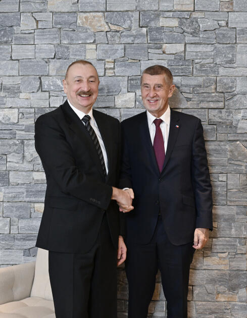 Prezident İlham Əliyev Davosda Çexiyanın Baş naziri ilə görüşüb