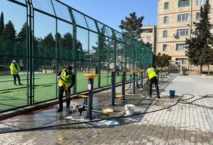 Bakıda Novruz ərəfəsində geniş təmizlik işləri aparılıb - FOTOLAR 