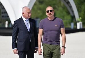 İlham Əliyev Laçında "Həkəriçay" su anbarının təməlini qoyub - FOTOLAR 