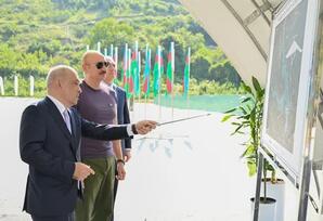İlham Əliyev Laçında "Həkəriçay" su anbarının təməlini qoyub - FOTOLAR 