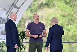 İlham Əliyev Laçında "Həkəriçay" su anbarının təməlini qoyub - FOTOLAR 
