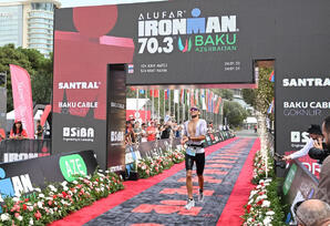 Bakıda keçirilən “IRONMAN 70.3” triatlon yarışında finişə ilk çatan idmançı bəlli olub
