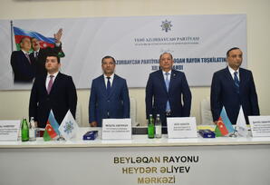 Yeni Azərbaycan Partiyası Beyləqan rayon təşkilatının XII hesabat seçki konfransı keçirilib - FOTOLAR