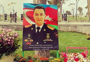 Nəsimi rayonda şəhid Həmidağa Hüseynzadənin məzarı  ziyarət olunub - FOTOLAR