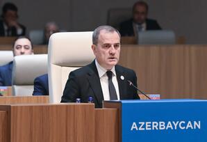 Ceyhun Bayramov TDT-nin Zirvə görüşündə Zəngəzur dəhlizinin reallaşdırılmasının əhəmiyyətindən danışıb